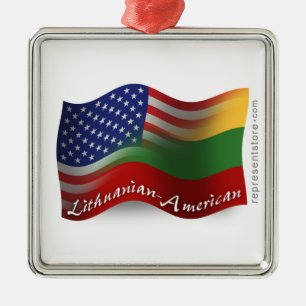 Adorno Metálico Bandera que agita Lituano-Americana