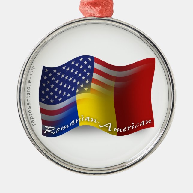 Adorno Metálico Bandera que agita Rumano-Americana (Frente)