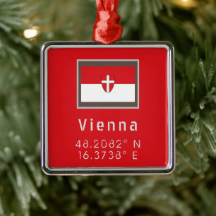 Adorno Metálico Bandera y coordenadas de Viena