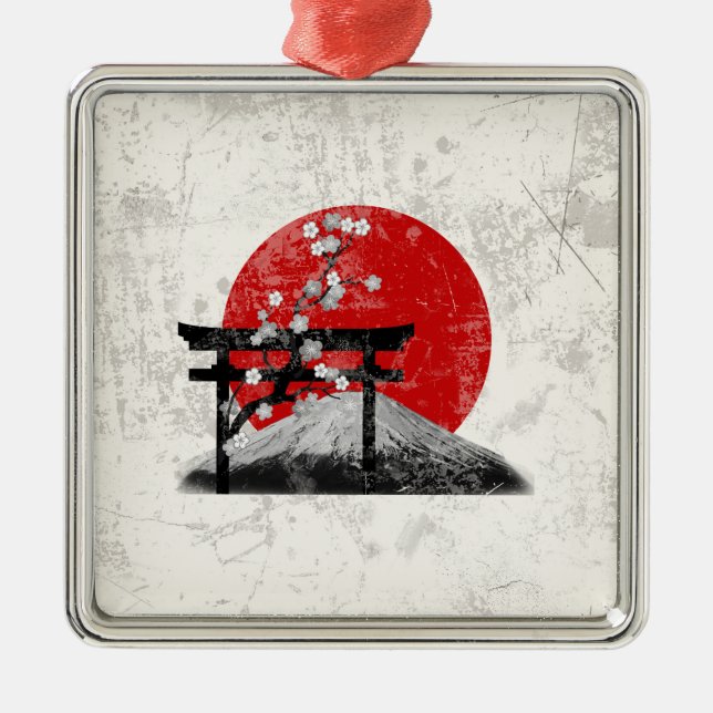 Adorno Metálico Bandera y símbolos de Japón ID153 (Frente)