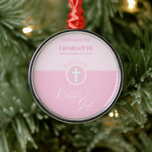 Adorno Metálico Baptismo Hija rosa de Dios Personalizada