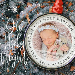 Adorno Metálico Baptismo sagrado Sencillo marco moderno foto Perso<br><div class="desc">Este diseño simple y clásico está compuesto por tipografía de la síspera y agrega una foto personalizado. "Mi Santo Bautismo" gira en torno a la foto de su bebé,  su hijo,  etc</div>