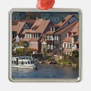 Adorno Metálico Barco turístico en Little Venice y río Regnitz