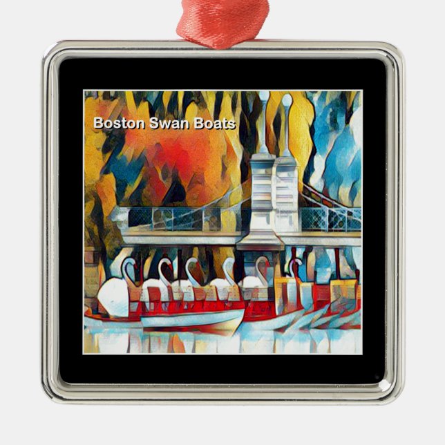 Adorno Metálico Barcos de cisnes de Boston (Frente)