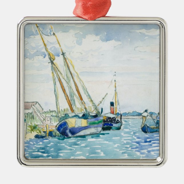 Adorno Metálico Barcos marinos cerca de Venecia (Frente)