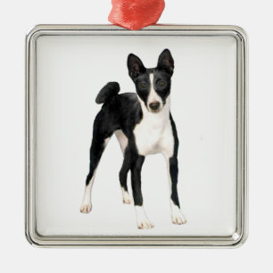 Adorno Metálico Basenji (B) - blanco y negro