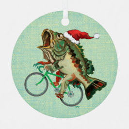 Adorno Metálico Bass de largemouth montando una bicicleta con Somb