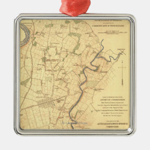 Adorno Metálico Batalla de Antietam - mapa panorámico de la guerr