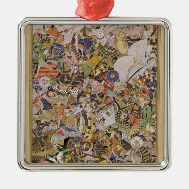 Adorno Metálico Batalla de Bundi, del Akbarnama, c.1590 (gouac (Frente)