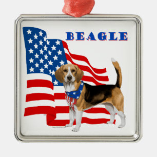 Adorno Metálico Beagle con bandera americana