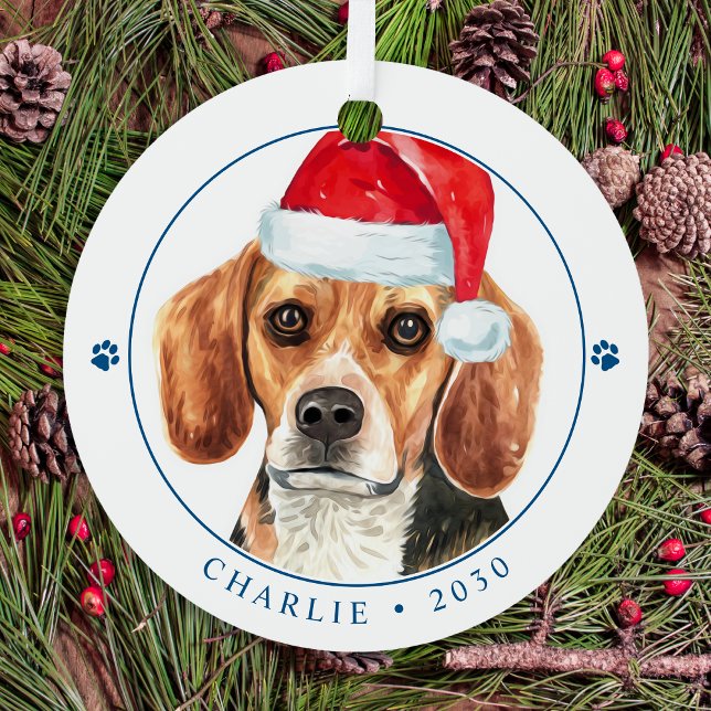 Adorno Metálico Beagle Dog Santa Navidades simples personalizadas (Subido por el creador)