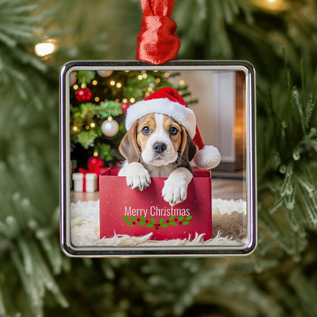 Adorno Metálico Beagle Puppy Christmas Design, (Árbol)