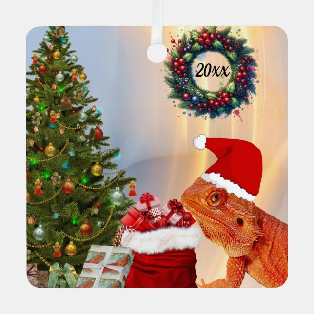 Adorno Metálico Beardie-Claus Bearded Dragon (Anverso)