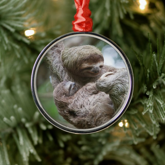 Adorno Metálico Bebé espumoso con madre colgando de un árbol (Árbol)