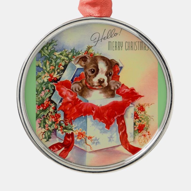 Adorno Metálico Bebé hermoso Boston Terrier de los mediados de (Frente)