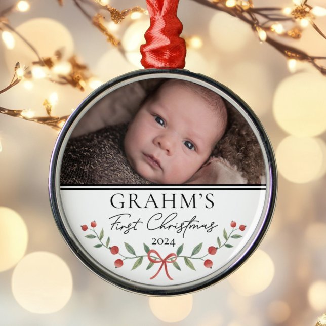 Adorno Metálico Bebé personalizado primera foto de Navidad (Subido por el creador)