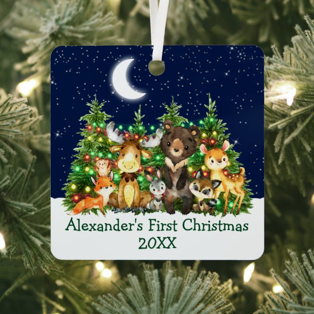 Adorno Metálico Bebé primer animal de la selva navideña enciende e (in situ)