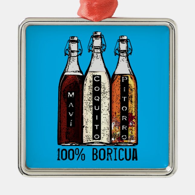 Adorno Metálico Bebidas tradicionales puertorriqueñas 100% Boricua (Frente)