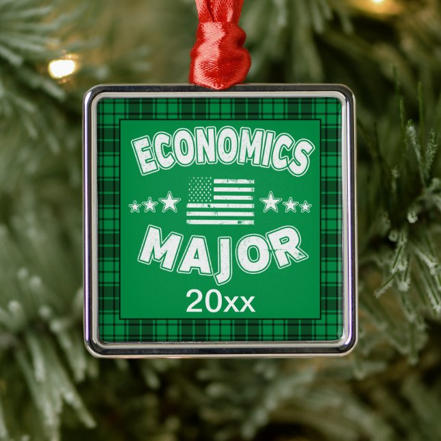 Adorno Metálico Becarios de Economía Estudiantes Green Plaid Xmas (Árbol)