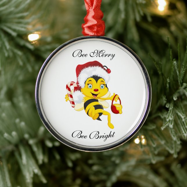 Adorno Metálico Bee Merry Christmas Personalizado (Árbol)