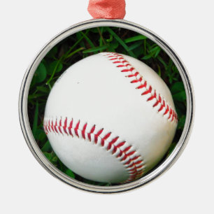 Adorno Metálico Béisbol blanco con tintes rojos