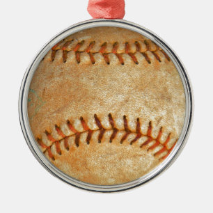 Adorno Metálico Béisbol Blanco Vintage costura roja