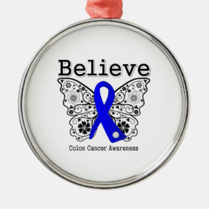 Adorno Metálico Believe - Mariposa de Cáncer de Colón