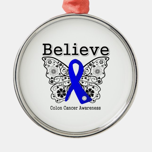 Adorno Metálico Believe - Mariposa de Cáncer de Colón (Frente)