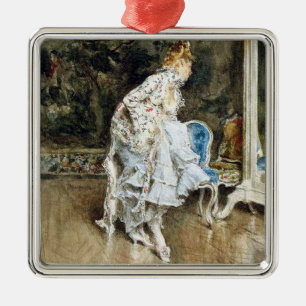 Adorno Metálico Belleza de moda admirándose en el espejo