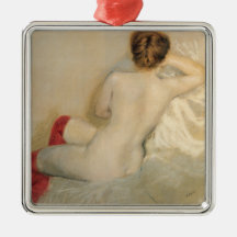 Belleza femenina con medias rojas