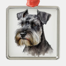 ADORNO METÁLICO BELO PERRO PUPPY SCHNAUZER ACUARELA