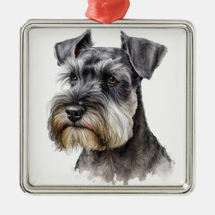 ADORNO METÁLICO BELO PERRO PUPPY SCHNAUZER ACUARELA