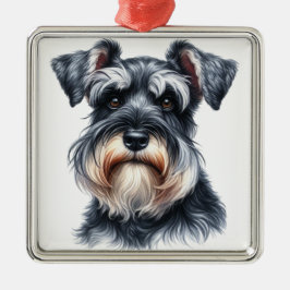 ADORNO METÁLICO BELO PERRO PUPPY SCHNAUZER ACUARELA