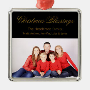 Adorno Metálico Bendiciones de Navidad Foto Familiar Personalizada