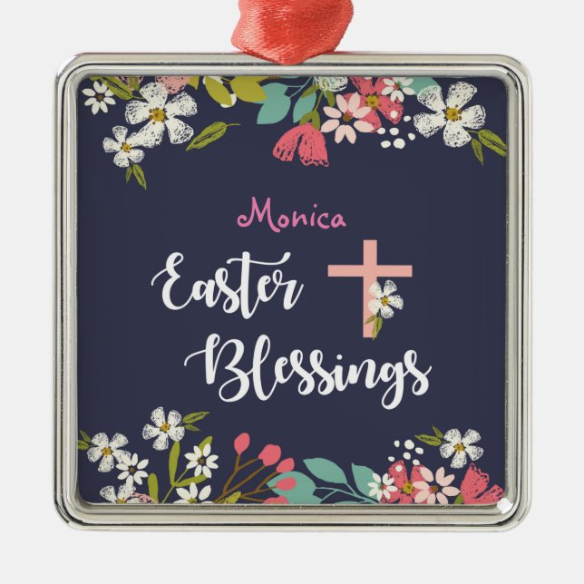 Adorno Metálico Bendiciones de Pascua de las Flores de Cristo Autó (Frente)