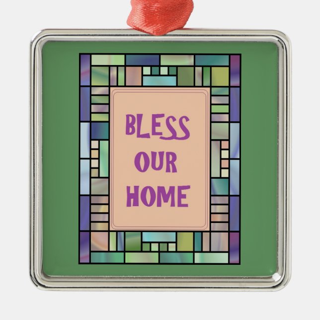 Adorno Metálico Bendiga nuestro Hogar-Ornamento (Frente)