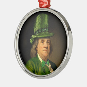Adorno Metálico Benjamin Franklin Clover Día de San Patricio
