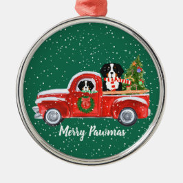 Adorno Metálico Berner Perro Camión Rojo Navidades Personalizados