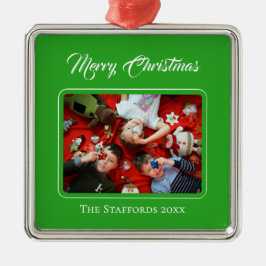 Adorno Metálico Berry Merry Christmas Red Photo Ornament