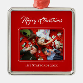 Adorno Metálico Berry Merry Christmas Red Photo Ornament