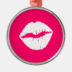 Adorno Metálico Beso de rosa y blanco