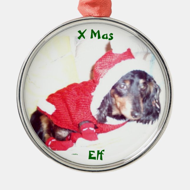 ADORNO METÁLICO BEST CHRISTMAS TREE ORNAMENTS - MINI DACHSHUND ELF (Frente)