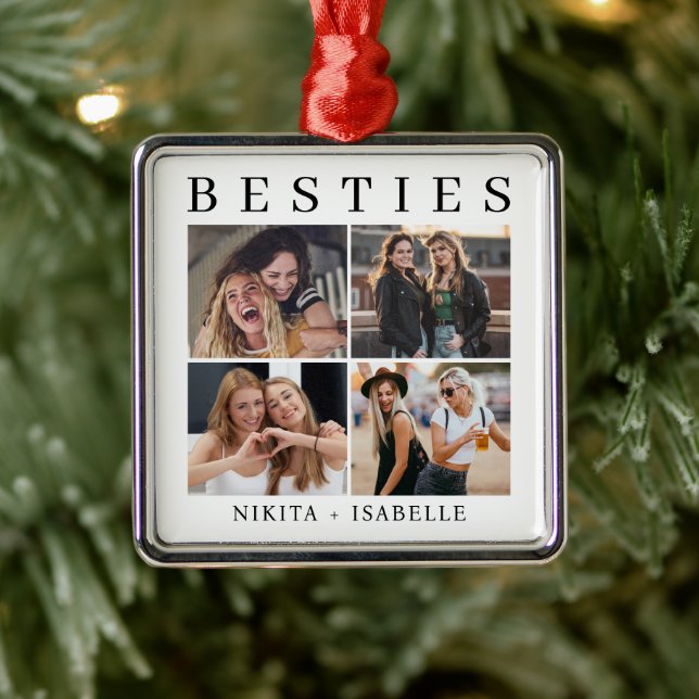 Adorno Metálico Best Friends Bestie Photo Collage Keepsake Gift (Árbol)