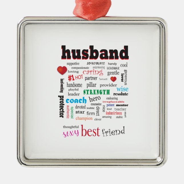 Adorno Metálico Best Husband Word Cloud (Frente)