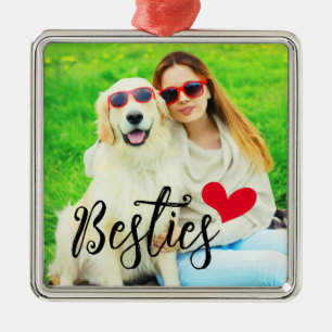 Adorno Metálico Besties Cute Dog Mom Red Heart Foto