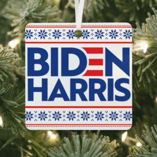 ADORNO METÁLICO BIDEN HARRIS NAVIDADES AZULES DULCE