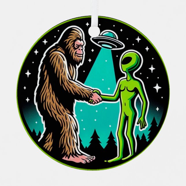 Adorno Metálico Bigfoot Alien Alliance - Funny Scifi Cryptid (Anverso)