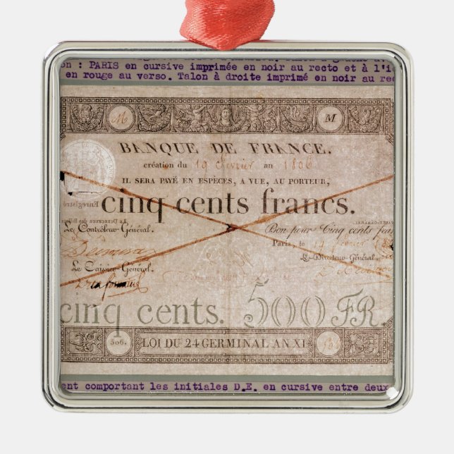 Adorno Metálico Billete de banco para 500 francos del 24to (Frente)
