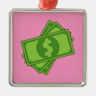 Adorno Metálico Billetes de Dólar de Dinero de Dibujos Animados