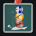 Adorno Metálico Billiard Ball Snowman<br><div class="desc">El adorable muñeco de nieve con bola de billar se ve genial en una amplia variedad de artículos de regalo para cualquier ocasión especial.</div>